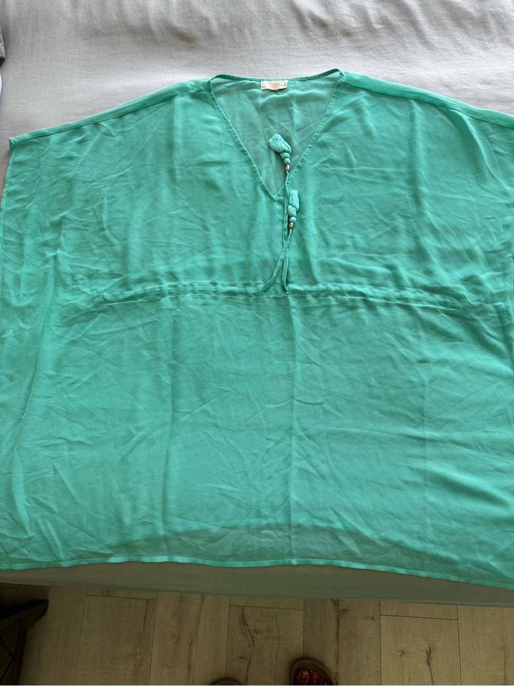Light Teal V-Neck Women's Tunic Top